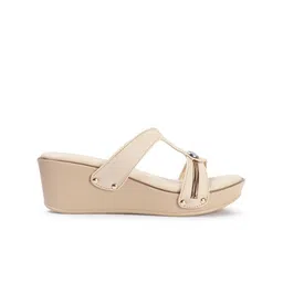 Mast & Harbour Cream Coloured Open Toe Wedge Heels image 2