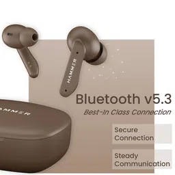 HAMMER Brown Solitude Wireless Bluetooth Earbuds With ENC Touch Controls Upto 22H Playtime image 5