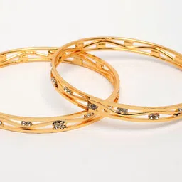 NVR Set Of 2 Gold-Plated Cubic Zirconia Stone Studded Bangles image 2