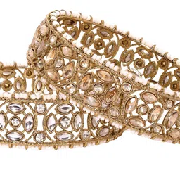 Rubans Set Of 2 22KT Gold-Plated Pearl Beaded CZ Studded Bangles image 5