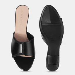 LEMON & PEPPER Textured Open Toe Block Mules image 3