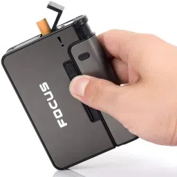 focus YH001-GREY Cigarette Case with Portable Lighter I Suitable for 8pcs King Size Cigarettes Pocket Lighter image 3