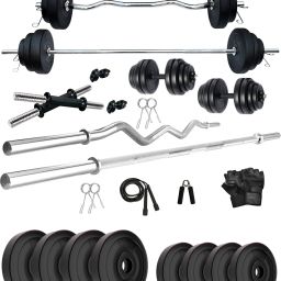 30 kg PVC 30 Kg with 3 Ft Curl + 5 Ft plain Rod & Pair Dumbbell Rods Home Gym Combo-image-27