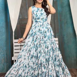 Floral Print Georgette Stitched Flared/A-line Gown-image-22