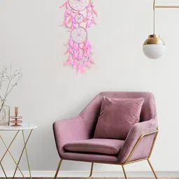 DULI Pink & Purple Hanging Dream Catcher With 3 Rings & Lights image 4