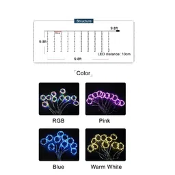 Desidiya Pink 8 Modes LED Curtain String Lights image 3
