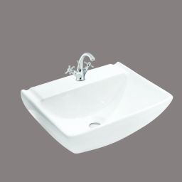 Glossy Finish Tabletop Vessel Sink Basin For Bathroom (18 x 13 x 5.5 Inch) Ceramic Wall Mount Wash Basin for Bathroom & Living Room (18x13 inch) Counter Top-image-2