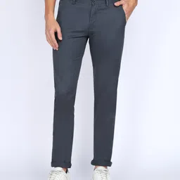 peter england Men Slim Fit Silver Cotton Blend Trousers-picture-47