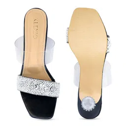 KLEXIO Embellished Open Toe Block Heels image 4