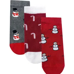 Mint & Oak Kids Pack Of 3 Christmas Around Me Patterned Ankle-Length Socks-36