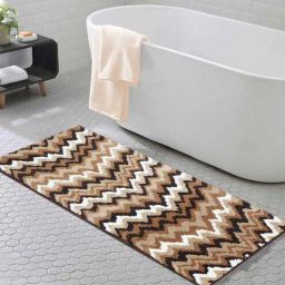 Brown Zig Zag Polyester AntiSkid Bathmat by Obsessions-picture-24