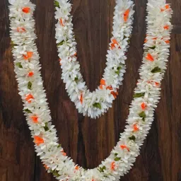 Gurram Multicolor Handmade Garland flower Mala Combo 22 & 14 Inches White Lily Artificial Flower-11