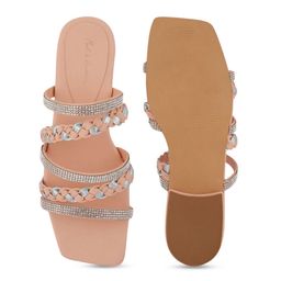 Mast & Harbour Textured Embellished Open Toe Block Heels image 3