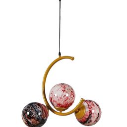 MFD HOME FURNISHING Gold-Toned & Red Printed 3D Half Moon Ceiling Lamp image 3