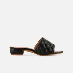 HEELSNFEELS Open Toe Textured Block Heeles image 4