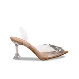 GNIST Pointed Toe Embellished Party Block Heels With Backstrap image 3