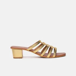 Vishudh Gold-Toned Open Toe Block Heels image 4