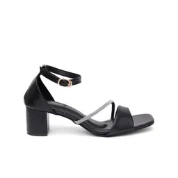 HEELSNFEELS Embellished Open Toe Ankle Loop Block Heels With Buckle image 4