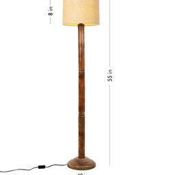 green girgit White & Brown Cylindrical Shape Floor Lamp With Shade image 4