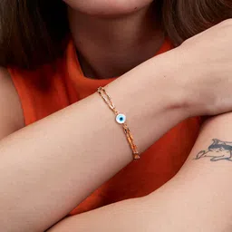 MINUTIAE Brass Crystals Gold-Plated Link Bracelet-image-80