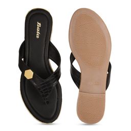 Bata Textured Open Toe T-Strap Flats image 5