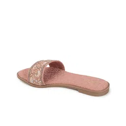 Anouk Peach-Coloured Embellished Open Toe Flats image 4