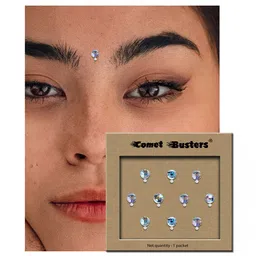 Comet Busters 10-Pcs Handmade Traditional Designer Reusable Bindi - Silver 2122 image 3