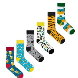 Dynamocks Unisex Pack Of 6 Patterned Calf Length Socks-44