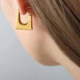 KRYSTALZ Gold Plated Geometric Drop Earrings image 2