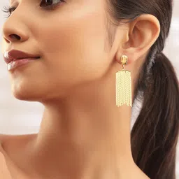 Rubans Voguish Gold-Plated Geometric Drop Earrings-image-4