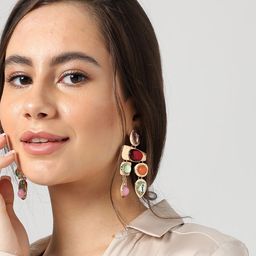 SOHI Gold-Plated Contemporary Drop Earrings-55