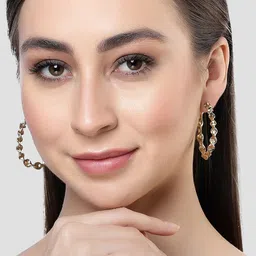 Bohey by KARATCART Gold-Plated Circular Half Hoop Earrings image 4