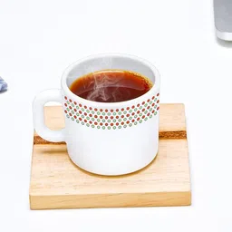 Larah by BOROSIL White & Red 6 Pcs Printed Opalware Matte Mugs - 100 ML Each image 4
