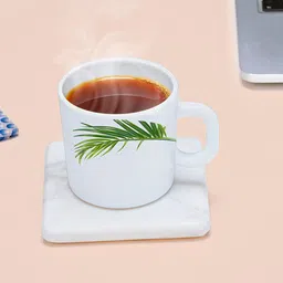Larah by BOROSIL Green & White 6 Pieces Floral Printed Opalware Matte Mugs 180 ML Each image 4