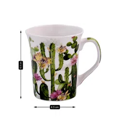 Kookee White and Green Printed Ceramic Mugs 325 ml image 3