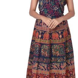 Printed Cotton Blend Semi Stitched Flared/A-line Gown-image-55