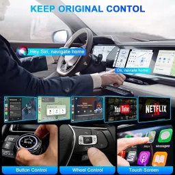 exblack 3 in 1 Wireless CarPlay & Android Adapter for Netflix, YouTube (4GB+64GB) Car Stereo image 3