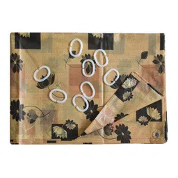 Kuber Industries Gold Coloured & Black Printed Shower Curtain With Hooks image 2