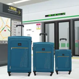 Soft Body Set of 3 Luggage 8 Wheels - Popzy Set -3 ( 22"+26"+30") - Teal-image-47