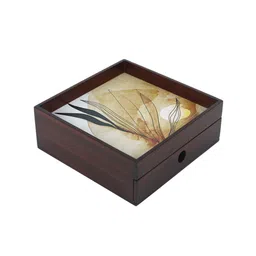 Reinvention Factory Brown & Yellow Printed Wood Drawer Organisers And Three Partition image 4
