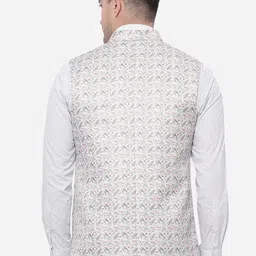 JB STUDIO Men Printed Pure Wool Nehru Jacket image 2