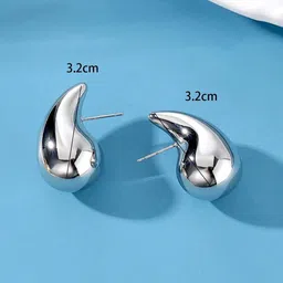 FIMBUL Silver-Plated Teardrop Shaped Studs Earrings image 4
