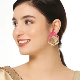 OOMPH Floral Meenakari & Kundan Chandbalis image 5