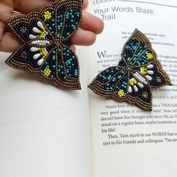 Crunchy Fashion Artificial Beads Butterfly Studs Earrings image 4