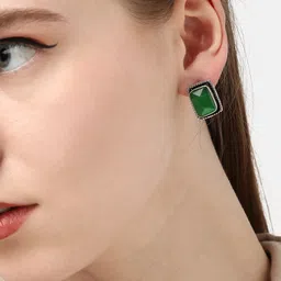 SOHI Silver-Plated Square Studs Earrings image 4