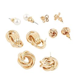 JOKER & WITCH Women Gold-Toned Set of 5 Contemporary Studs Earrings image 5
