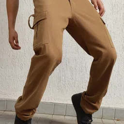 Hubberholme Men Relaxed Straight Leg Loose Fit Cargos Trousers-image-41