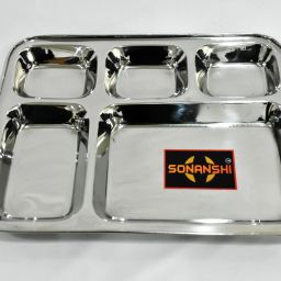 Stainless Steel Bhojan Thali/Lunch/Dinner Plate 5 in 1 Compartments Dinner Plate-image-27