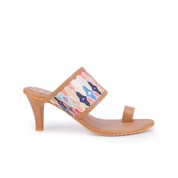 GLAM STORY Printed Open Toe Kitten Heels image 5