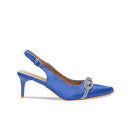 Flat n Heels Pointed Toe Embellished Party Slim Mules With Backstrap & Bows image 5